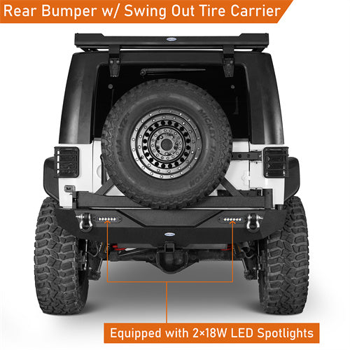 Load image into Gallery viewer, HookeRoad Mad Max Front Bumper & Rear Bumper w/2" Hitch Receiver for 2007-2018 Jeep Wrangler JK HookeRoad HE.2038+2029 14