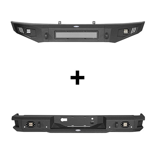 HookeRoad Ford F-150 Full Width Front Bumper & Rear Bumper for 2009-2014 Ford F-150 HE.8201+8203 2
