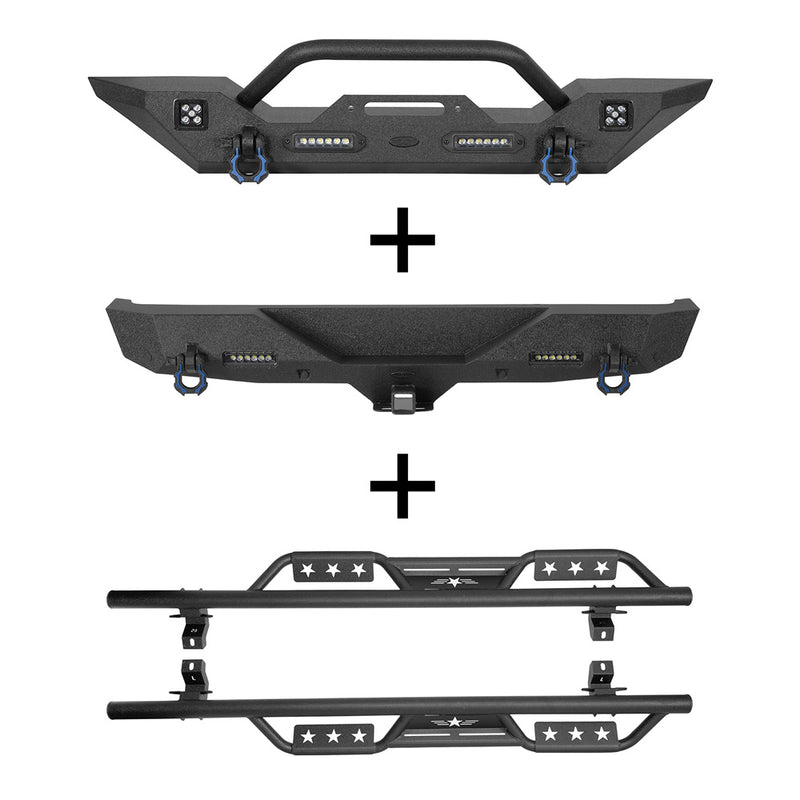 Load image into Gallery viewer, Hooke Road Front Bumper / Rear Bumper / Running Boards Side Steps(18-26 Jeep Wrangler JL 4-Door)