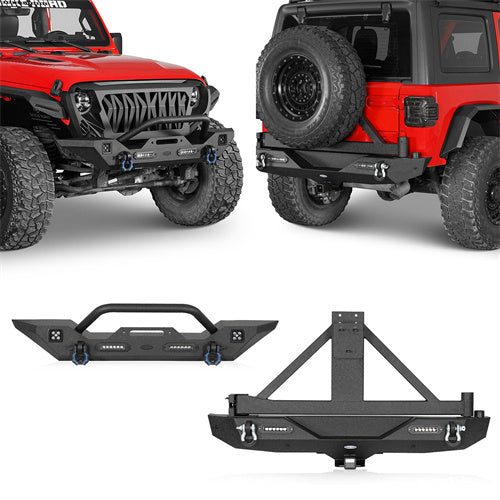 Load image into Gallery viewer, Hooke Road Front Bumper & Rear Bumper w/Tire Carrier(18-25 Jeep Wrangler JL)