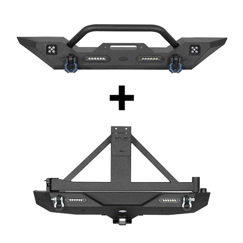 Load image into Gallery viewer, Hooke Road Front Bumper & Rear Bumper w/Tire Carrier(18-25 Jeep Wrangler JL)