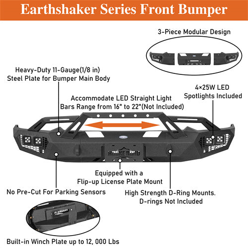 Load image into Gallery viewer, Hooke Road Front Bumper Replacement for 2019-2024 Ram 1500, Excluding EcoDiesel, Rebel & TRX b6036ab 12