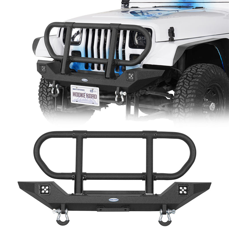 Load image into Gallery viewer, Brush Guard Front Bumper for 1987-2006 Jeep Wrangler YJ Wrangler TJ Hooke Road b1088s 1