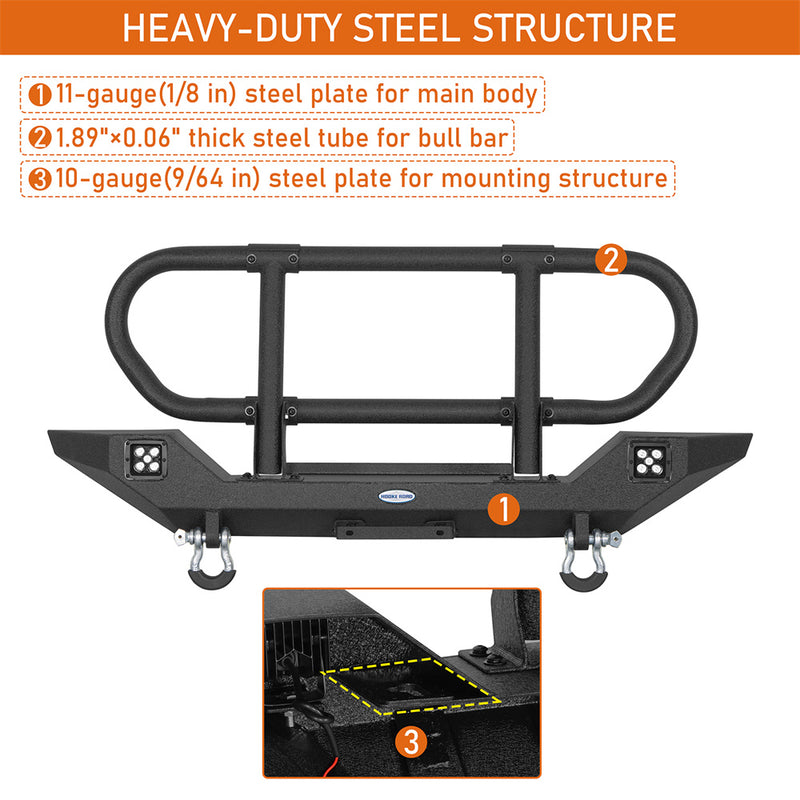 Load image into Gallery viewer, Brush Guard Front Bumper for 1987-2006 Jeep Wrangler YJ Wrangler TJ Hooke Road b1088s 7