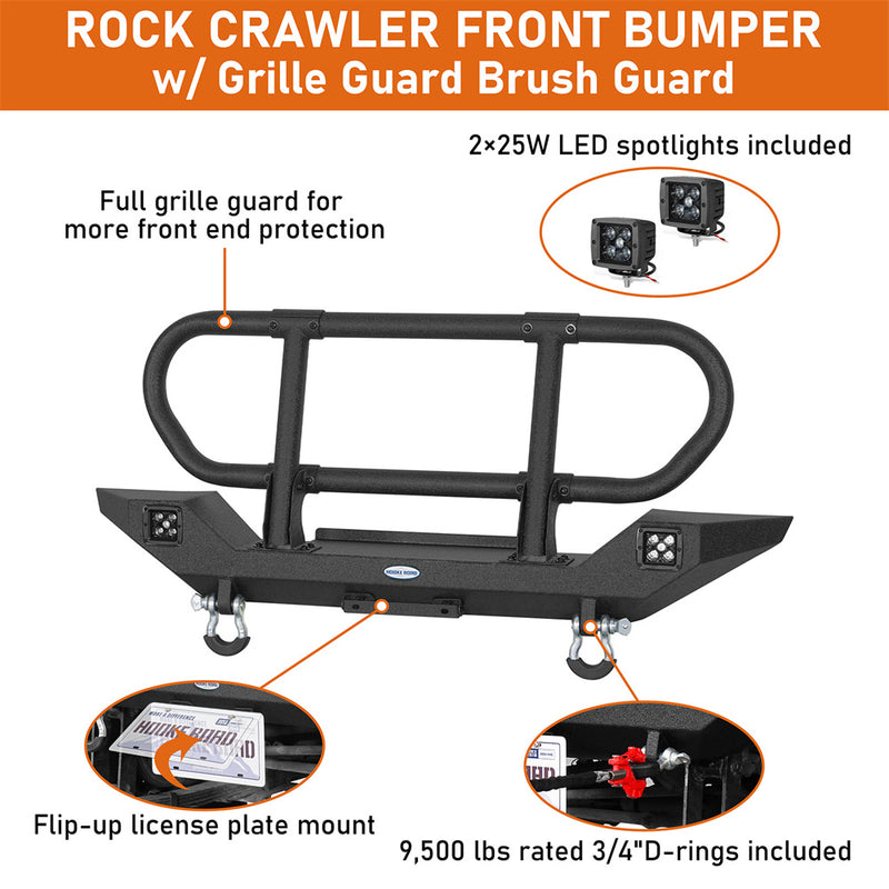 Load image into Gallery viewer, Brush Guard Front Bumper for 1987-2006 Jeep Wrangler YJ Wrangler TJ Hooke Road b1088s 8