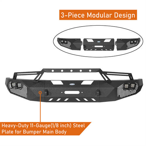 Load image into Gallery viewer, HookeRoad Full Width Front Bumper w/Grill Guard for 2009-2014 Ford F-150, Excluding Raptor b8200s 12