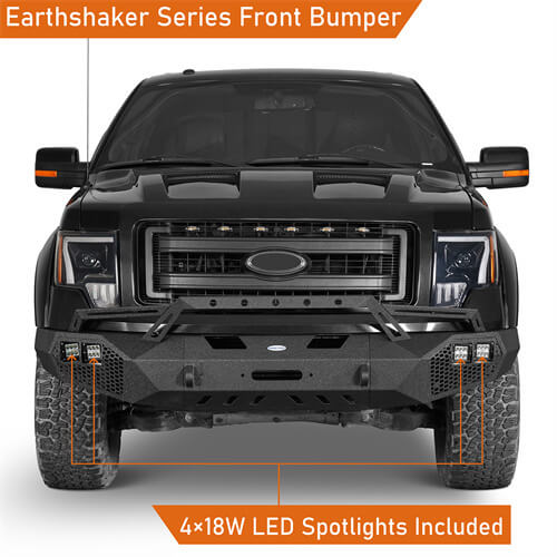 Load image into Gallery viewer, HookeRoad Full Width Front Bumper w/Grill Guard for 2009-2014 Ford F-150, Excluding Raptor b8200s 8