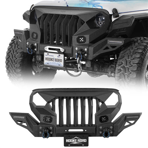 Load image into Gallery viewer, Mad Max Front Bumper Grill w/Wings & LED Lights(18-25 Jeep Wrangler JL & Jeep Gladiator JT) - Hooke Road