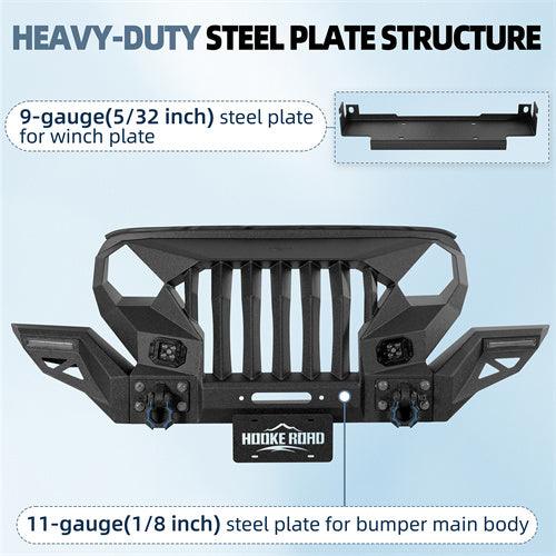 Load image into Gallery viewer, Mad Max Front Bumper Grill w/Wings & LED Lights(18-25 Jeep Wrangler JL & Jeep Gladiator JT) - Hooke Road