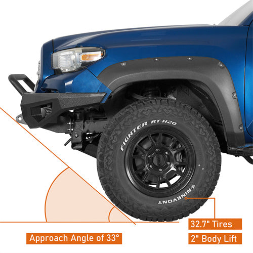 Hooke Road Front Bumper with Winch Plate for 2016-2023 Toyota Tacoma b4233s 8