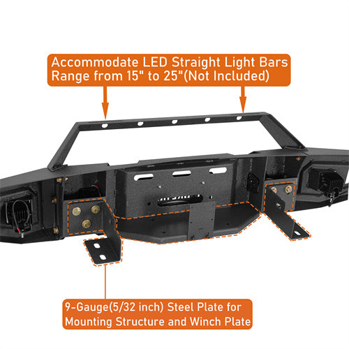 Load image into Gallery viewer, Hooke Road Front Bumper with Winch Plate for 1988-1998 Chevy C/K 1500 2500 3500 b9080 11