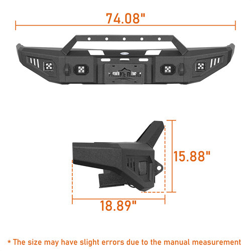 Hooke Road Front Bumper with Winch Plate for 1988-1998 Chevy C/K 1500 2500 3500 b9080 7