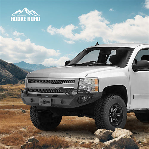 Hooke Road Front Bumper w/ Winch Plate & LED Spotlights for 2007-2013 Chevy Silverado 1500 2nd Generation b9034ab 6