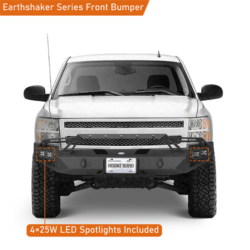 Load image into Gallery viewer, Hooke Road Front Bumper w/ Winch Plate & LED Spotlights for 2007-2013 Chevy Silverado 1500 2nd Generation b9034ab 8
