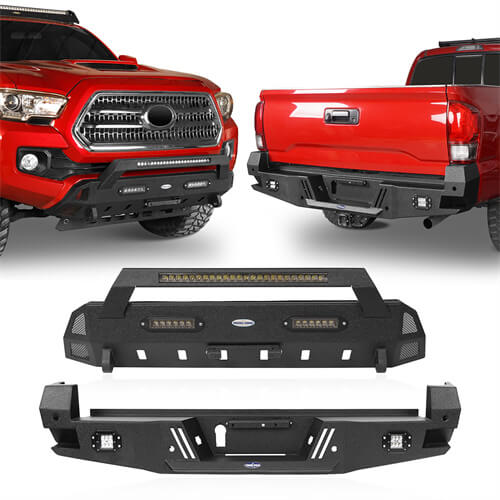 Load image into Gallery viewer, HookeRoad Tacoma Front & Rear Bumpers Combo for 2016-2022 Toyota Tacoma 3rd Gen b4203s4204 6