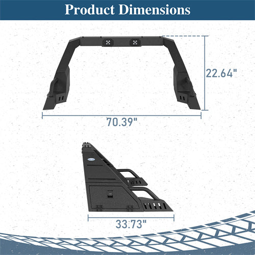 Full-Size Pickup Trucks Roll Bar Adjustable Truck Bed Roll Bar 4x4 Truck Parts - Hooke RoadFull-Size Pickup Trucks Roll Bar Adjustable Truck Bed Roll Bar 4x4 Truck Parts - Hooke Road B9910S 6