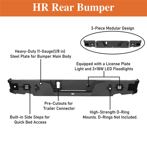 HookeRoad Dodge Ram Front Bumper & Rear Bumper for 2013-2018 Dodge Ram 1500, Excluding Rebel Products Hooke Road HE.6000+HE.6002 19