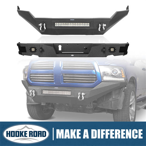 Load image into Gallery viewer, HookeRoad Dodge Ram Front Bumper & Rear Bumper for 2013-2018 Dodge Ram 1500, Excluding Rebel Products Hooke Road HE.6000+HE.6002 1
