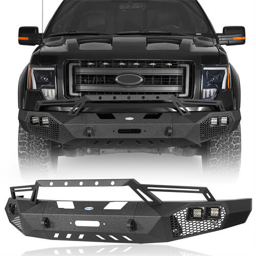 Load image into Gallery viewer, HookeRoad Front Bumper w/Grill Guard & Rear Bumper for 2009-2014 Ford F-150 Excluding Raptor b82008204 6