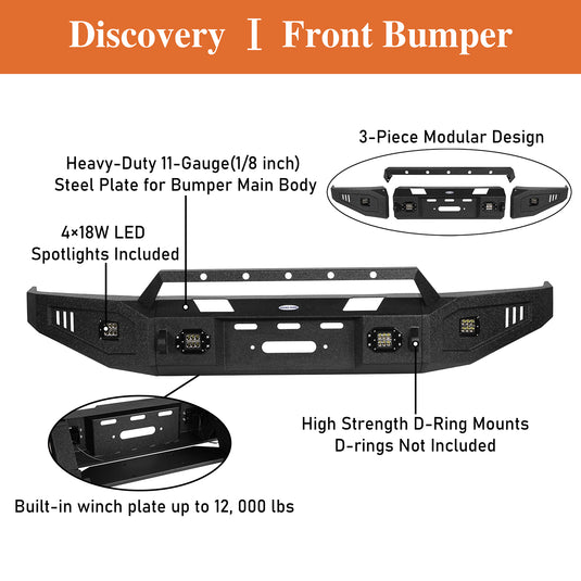 HookeRoad Full Width Front Bumper w/Winch Plate & Rear Bumper for 2007-2013 Toyota Tundra Products Hooke Road 4x4 HE.5205+HE.5206  12