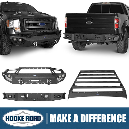 Load image into Gallery viewer, HookeRoad Ford F-150 Front Bumper / Rear Bumper / Roof Rack for 2009-2014 F-150 SuperCrew, Excluding Raptor Hooke Road HE.8205+8200+8204 1