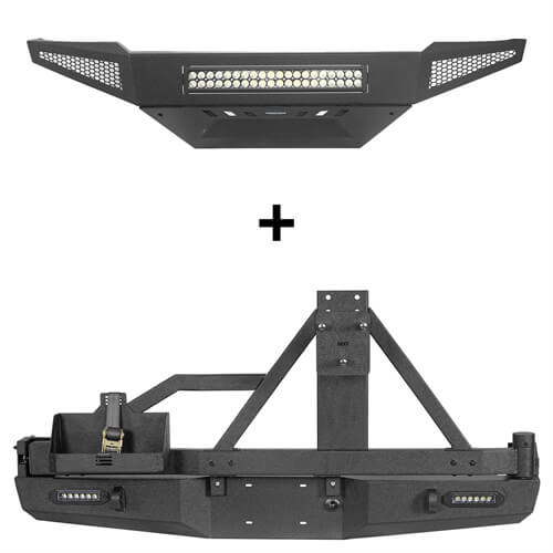 Load image into Gallery viewer, HookeRoad Full Width Front Bumper & Rear Bumper w/Tire Carrier for 2005-2011 Toyota Tacoma b40084013 3