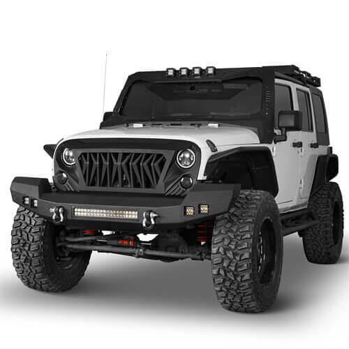 Load image into Gallery viewer, HookeRoad Jeep JK Full Width Front Bumper & Rear Bumper w/Tire Carrier for 2007-2018 Jeep Wrangler JK JKU Products Hooke Road4x4 HE.2052+HE.2029 3