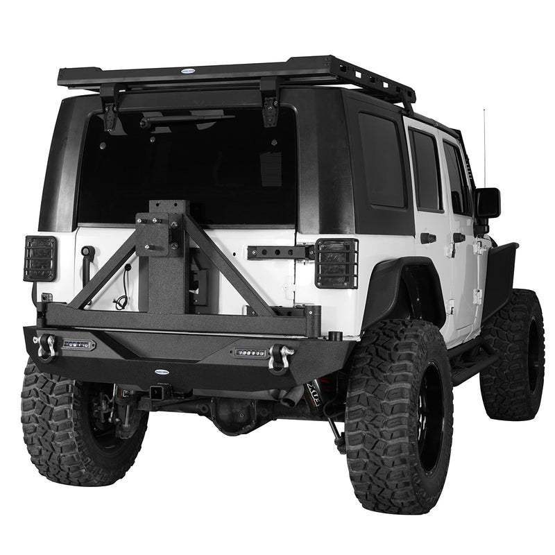Load image into Gallery viewer, HookeRoad Jeep JK Full Width Front Bumper & Rear Bumper w/Tire Carrier for 2007-2018 Jeep Wrangler JK JKU Products Hooke Road4x4 HE.2052+HE.2029 5