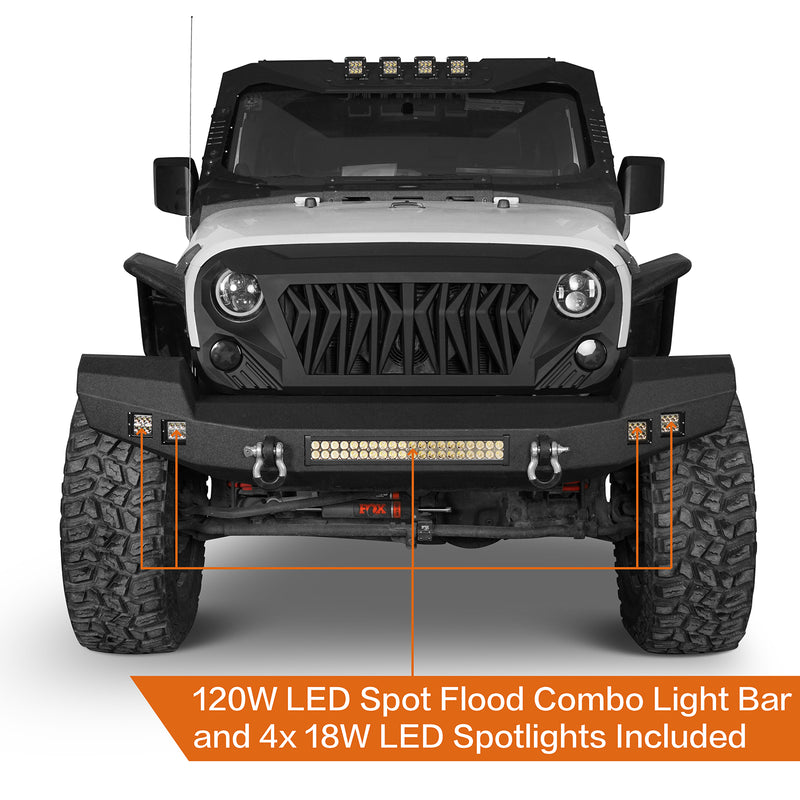 Load image into Gallery viewer, HookeRoad Jeep JK Full Width Front Bumper & Rear Bumper w/Tire Carrier for 2007-2018 Jeep Wrangler JK JKU Products Hooke Road4x4 HE.2052+HE.2029 7
