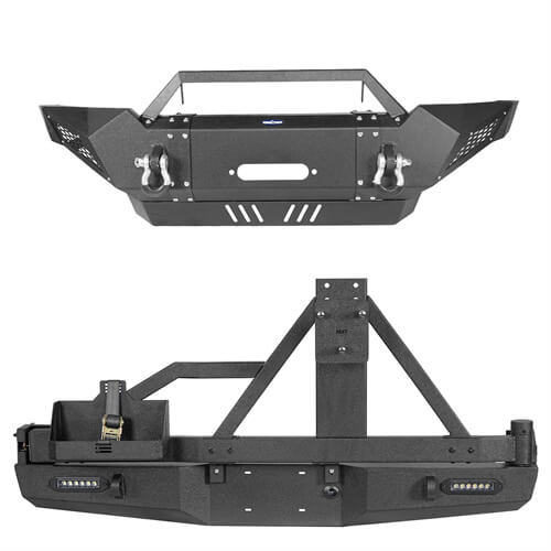 Load image into Gallery viewer, HookeRoad Full Width Front Bumper & Rear Bumper w/Tire Carrier for 2005-2015 Toyota Tacoma b40014013 3