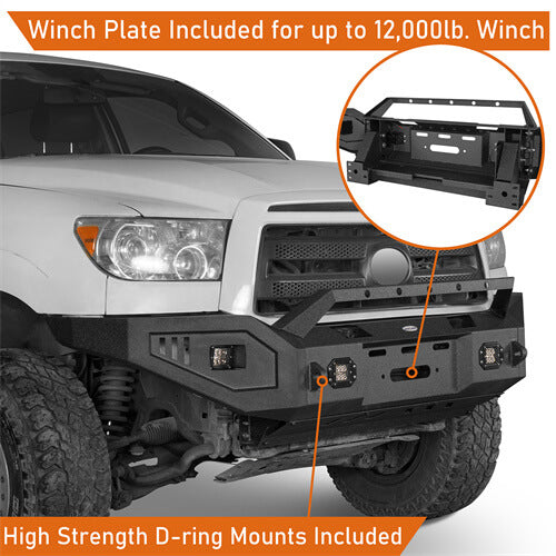 Load image into Gallery viewer, Textured Black Full Width Front Bumper w/ Winch Plate For 2007-2013 Toyota Tundra - Hooke Road b5211s 10