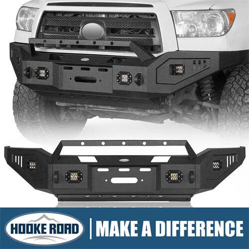 Load image into Gallery viewer, Textured Black Full Width Front Bumper w/ Winch Plate For 2007-2013 Toyota Tundra - Hooke Road b5211s 1