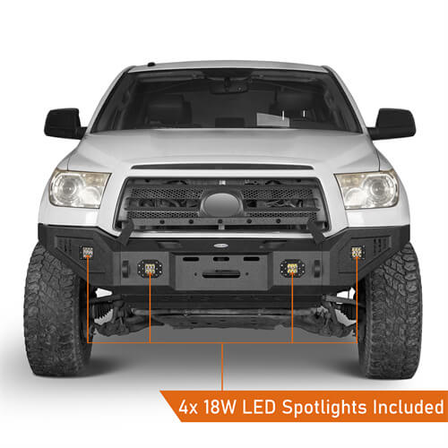Load image into Gallery viewer, Textured Black Full Width Front Bumper w/ Winch Plate For 2007-2013 Toyota Tundra - Hooke Road b5211s 9