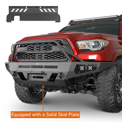 Load image into Gallery viewer, Hooke Road Full Width Front Bumper w/ Winch Plate & LED Spot Lights For 2016-2023 ToyotaTacoma b4210s 12