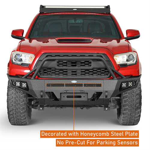 Load image into Gallery viewer, Hooke Road Full Width Front Bumper w/ Winch Plate & LED Spot Lights For 2016-2023 ToyotaTacoma b4210s 9