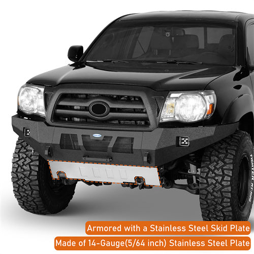 Load image into Gallery viewer, Hooke Road Full-Width Front Bumper with Skid Plate & LED Lights for 2005-2011 Toyota Tacoma b4038s 11