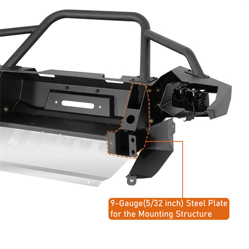 Hooke Road Full-Width Front Bumper with Skid Plate & LED Lights for 2005-2011 Toyota Tacoma b4038s 12