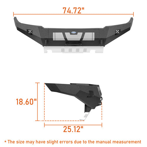 Hooke Road Full-Width Front Bumper with Skid Plate & LED Lights for 2005-2011 Toyota Tacoma b4038s 8