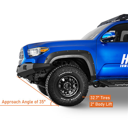 Hooke Road Full-Width Front Bumper with Skid Plate for 2016-2023 Toyota Tacoma 3rd Gen b4221s 10