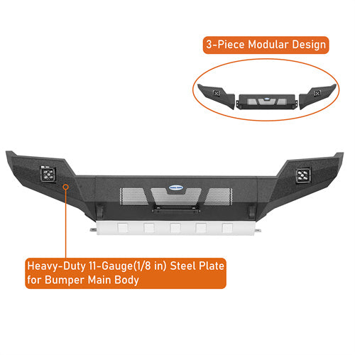 Hooke Road Full-Width Front Bumper with Skid Plate for 2016-2023 Toyota Tacoma 3rd Gen b4221s 11