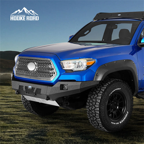 Hooke Road Full-Width Front Bumper with Skid Plate for 2016-2023 Toyota Tacoma 3rd Gen b4221s 4