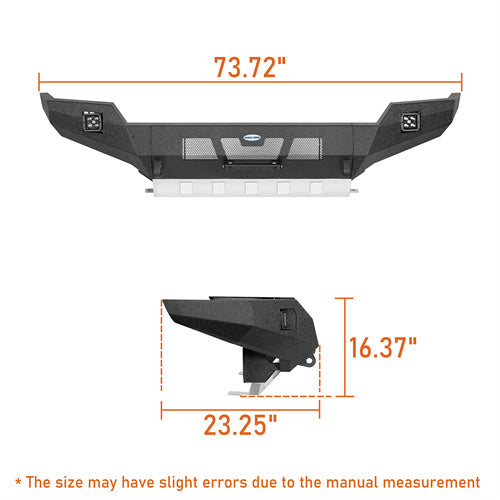 Hooke Road Full-Width Front Bumper with Skid Plate for 2016-2023 Toyota Tacoma 3rd Gen b4221s 7