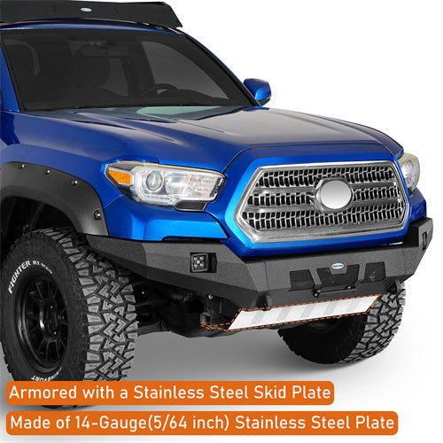 Hooke Road Full-Width Front Bumper with Skid Plate for 2016-2023 Toyota Tacoma 3rd Gen b4221s 8