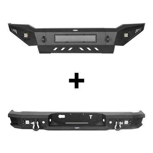 Load image into Gallery viewer, HookeRoad Full Width Front Bumper w/Skid Plate & Rear Bumper for 2007-2013 Toyota Tundra b52015204s 3