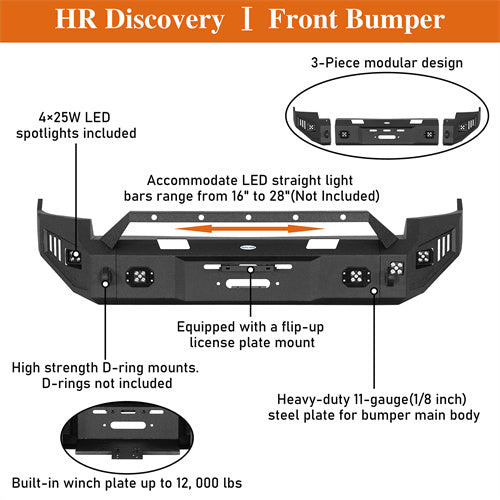 Load image into Gallery viewer, Hooke Road Full-Width Front Bumper with winch plate for 2009-2012 Ram 1500 b6202s 14