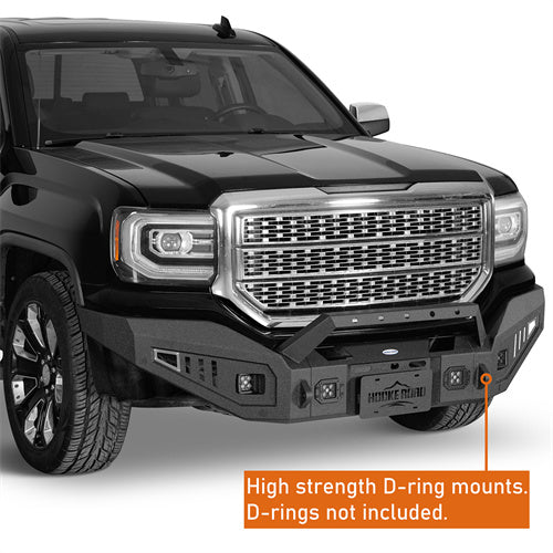 Hooke Road Full-Width Front Bumper wIth Winch Plate & LED Spotlights for 2016-2018 GMC Sierra 1500 b9460 10