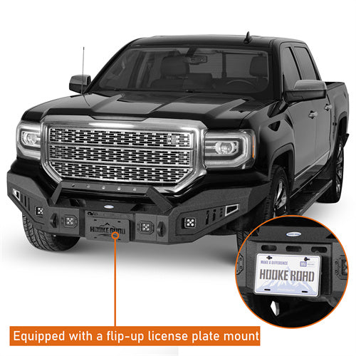 Load image into Gallery viewer, Hooke Road Full-Width Front Bumper wIth Winch Plate & LED Spotlights for 2016-2018 GMC Sierra 1500 b9460 11