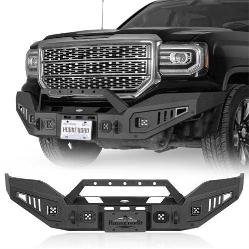 Load image into Gallery viewer, Hooke Road Full-Width Front Bumper wIth Winch Plate & LED Spotlights for 2016-2018 GMC Sierra 1500 b9460 1