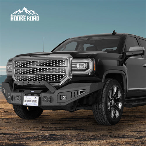 Load image into Gallery viewer, Hooke Road Full-Width Front Bumper wIth Winch Plate & LED Spotlights for 2016-2018 GMC Sierra 1500 b9460 5