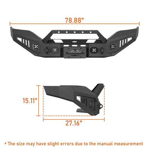 Hooke Road Full-Width Front Bumper wIth Winch Plate & LED Spotlights for 2016-2018 GMC Sierra 1500 b9460 8